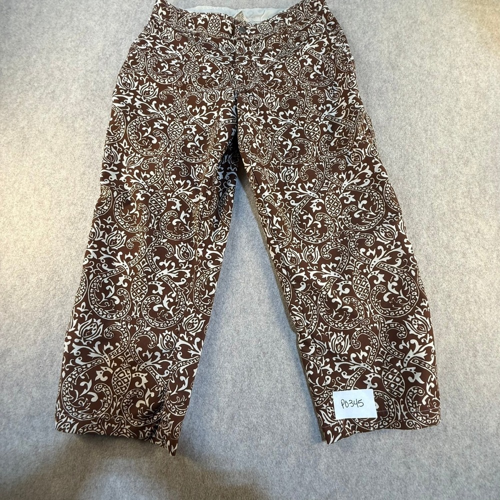 Prana Paisley Print Straight Leg Pants‎ Brown C3ream XS Outdoor Yoga Casual
